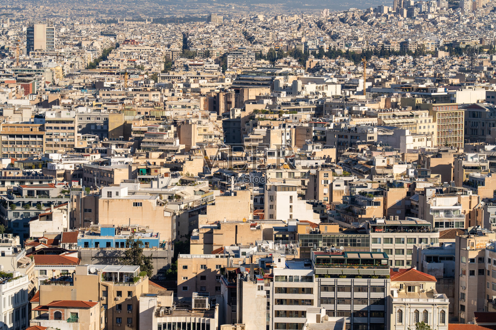 从高处俯瞰雅典的全景照片摄影图片