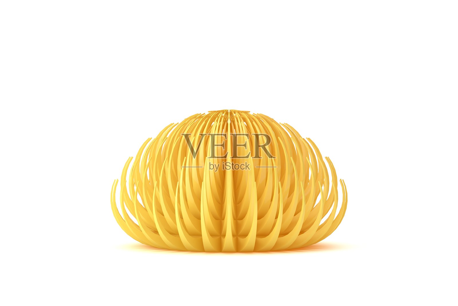 抽象的黄色三维球体，带有流动的丝带结构照片摄影图片