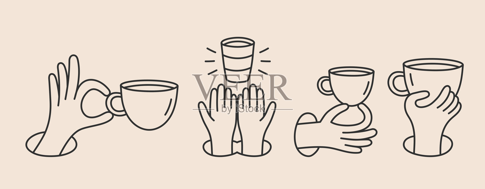 手绘咖啡杯涂鸦插画图片素材