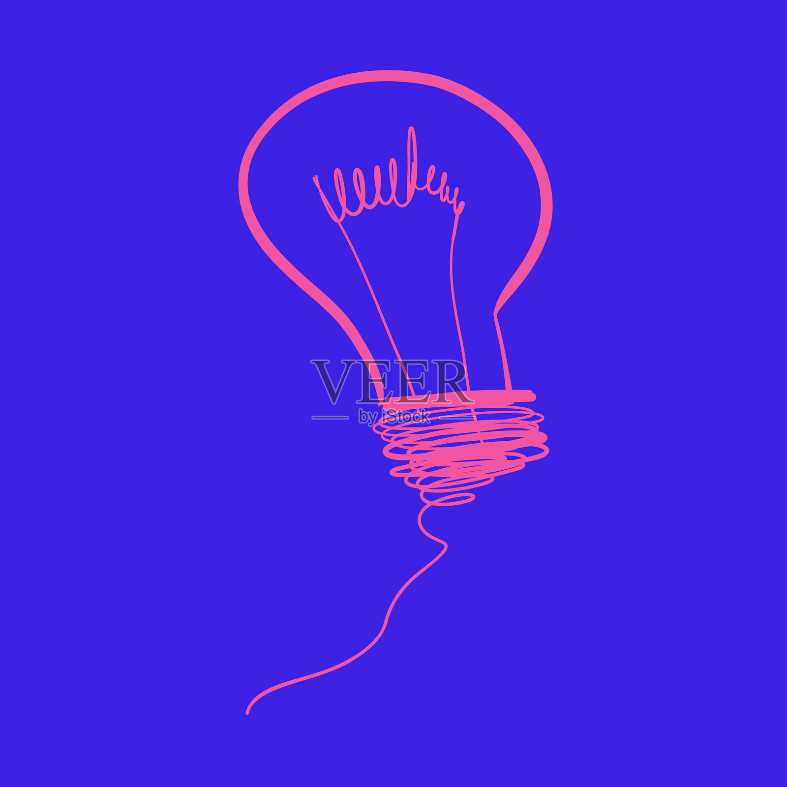 手绘灯泡霓虹色彩插画图片素材