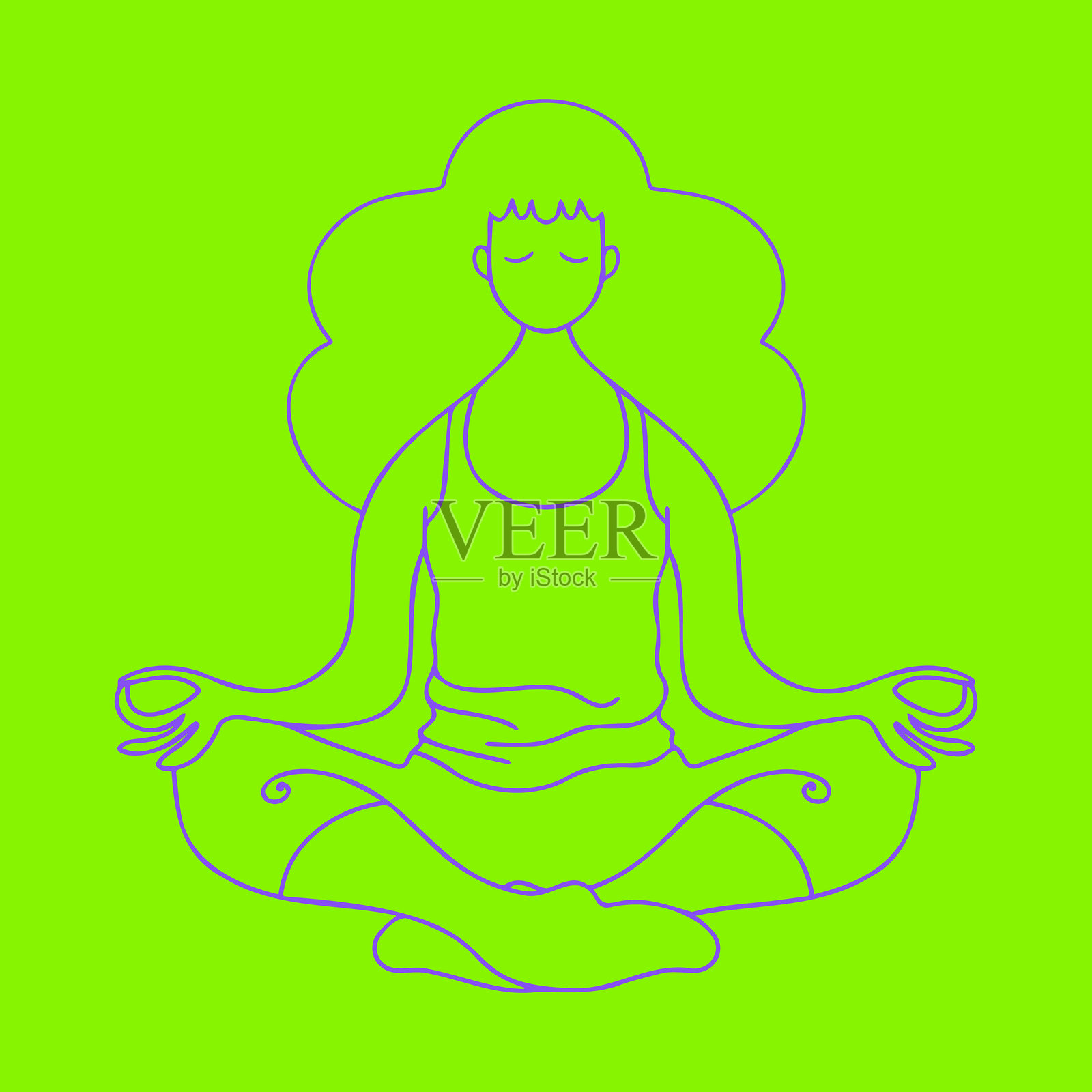 穿着霓虹色服装的女性在瑜伽和冥想插画图片素材