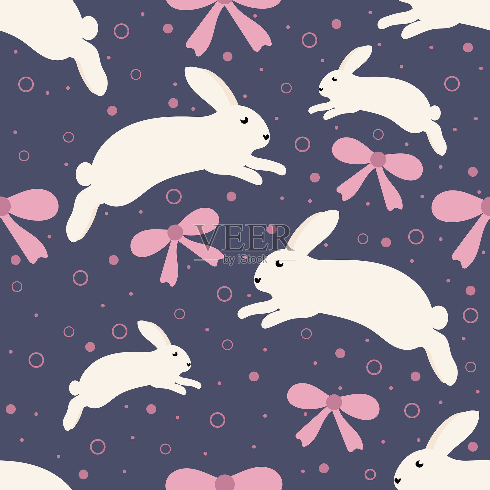 跳跃兔子的无缝图案插画图片素材