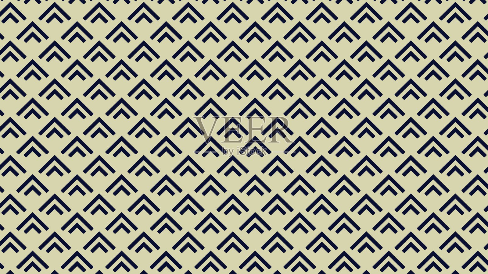 海军蓝人字形图案无缝矢量图，以鳞片状瓦片排列在淡奶油色背景上，非常适合建筑和简约设计插画图片素材