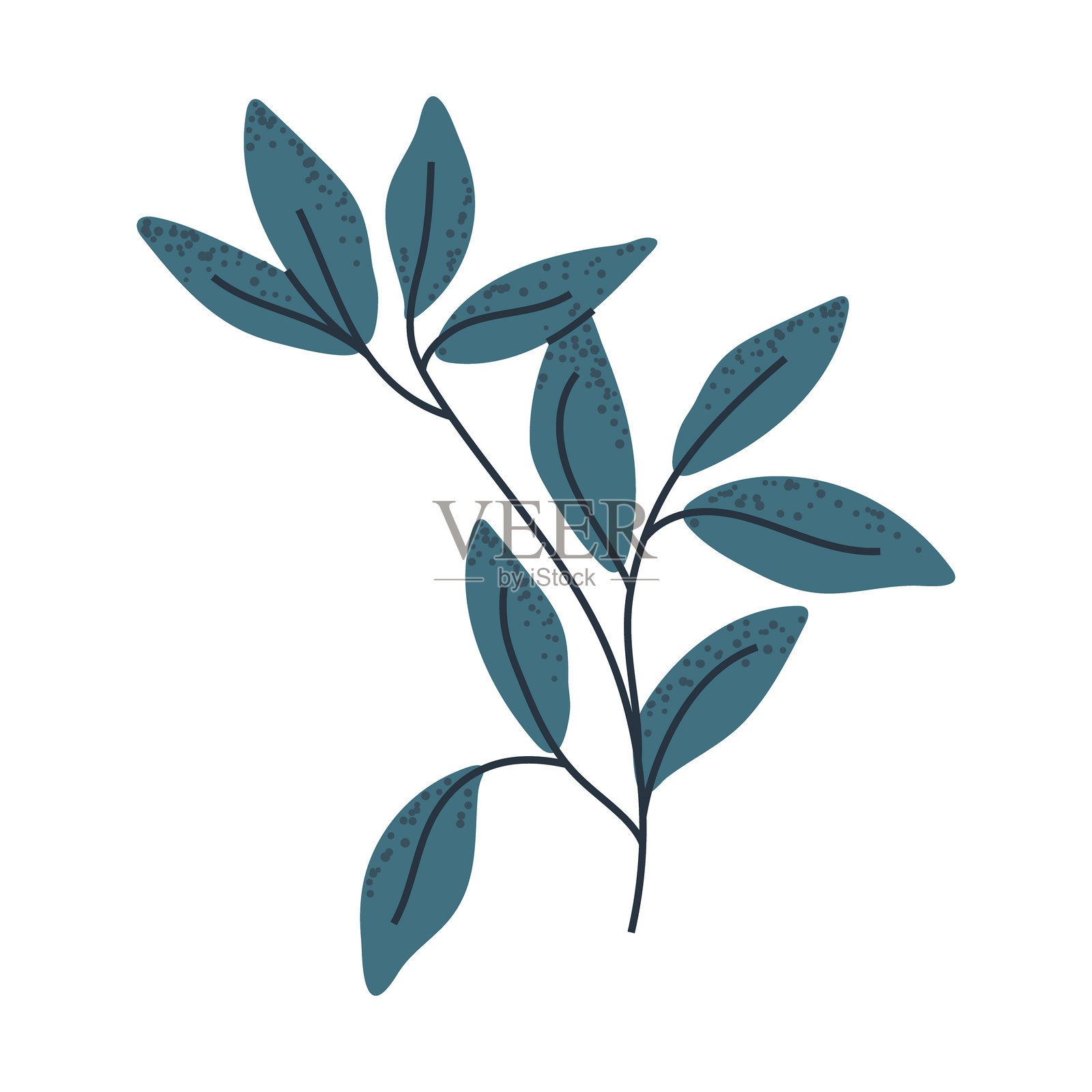 蓝色叶子的植物设计元素矢量图插画图片素材