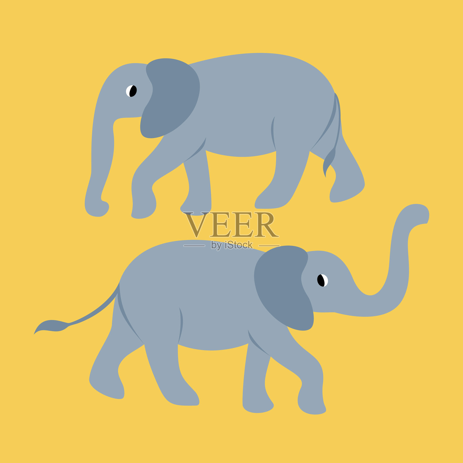 两只可爱大象的矢量插画插画图片素材