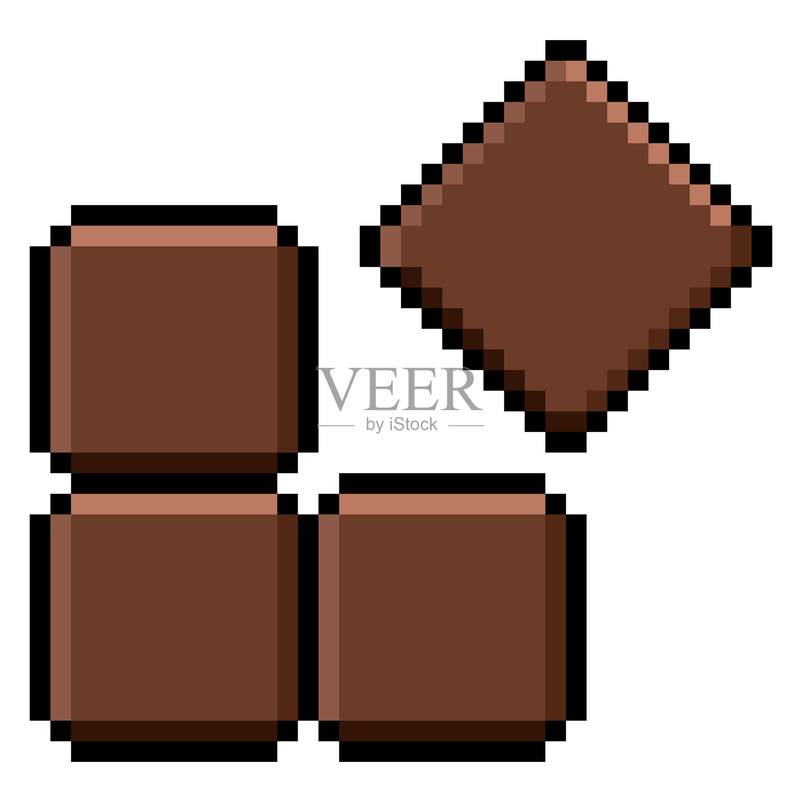 矢量像素图标 - 巧克力棒插画图片素材