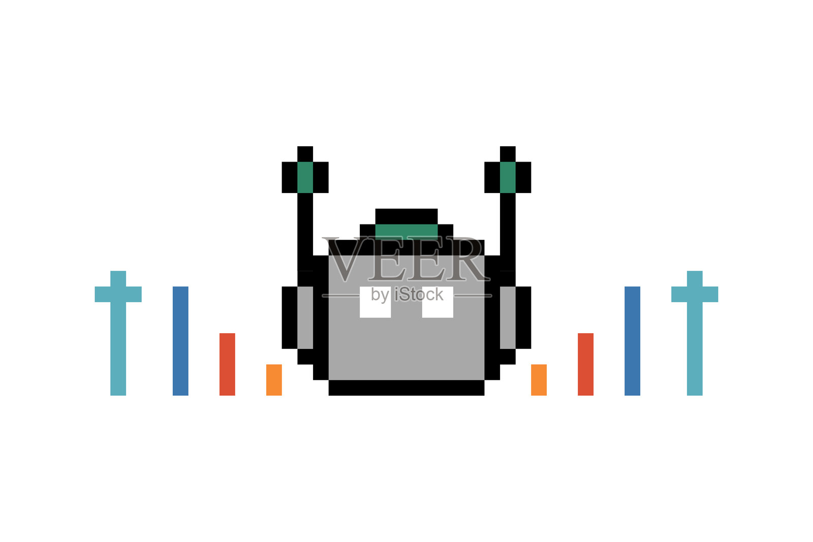 机器人或人工智能人形概念，商业工程师，自动化，机器人，玩具，人工智能，像素，8位，背景，卡通。插画图片素材