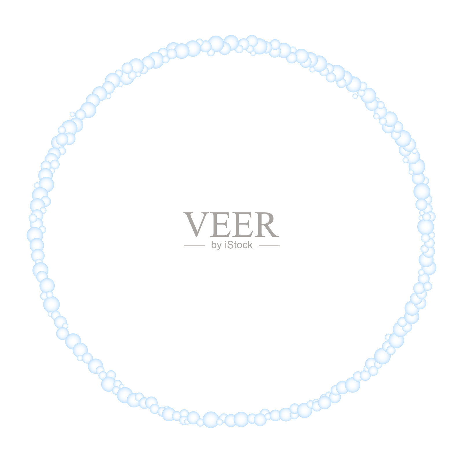 雪球边框，透明背景。由浅蓝色雪球组成的极简圆形边框。非常适合用于冬季、圣诞节、新年和节日设计。PNG和矢量插画插画图片素材