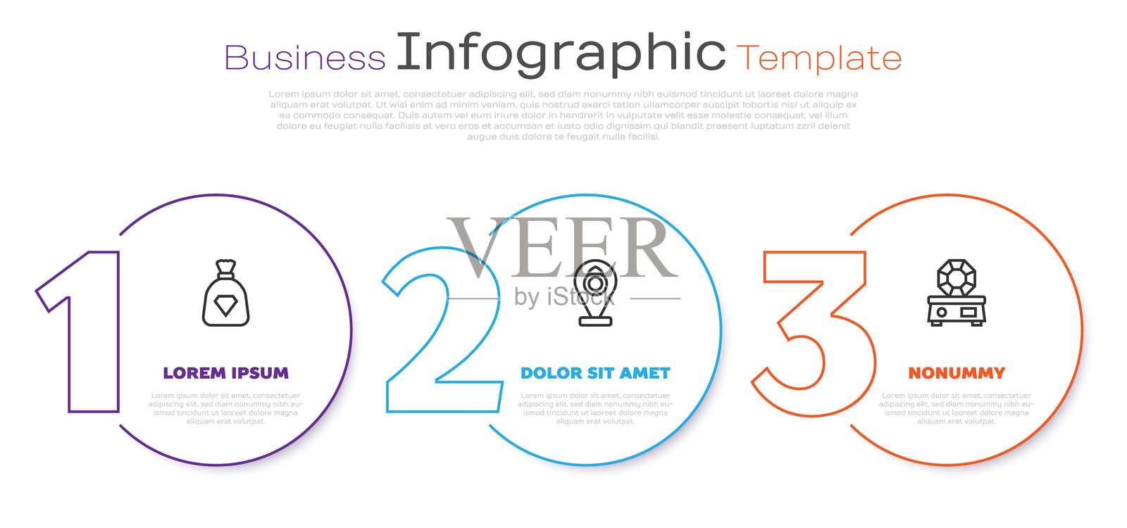设置线条，带有宝石的袋子、珠宝店和宝石。商业信息图表模板。矢量图插画图片素材