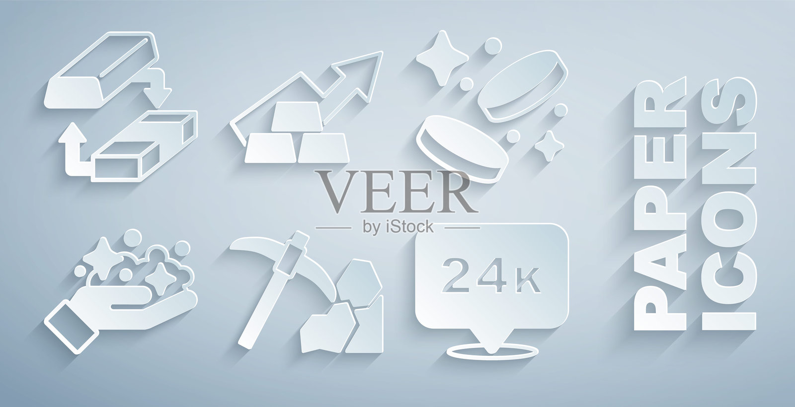 矢量图：金矿，金币，矿井，24K金条，增长箭头，金币和交易所图标插画图片素材