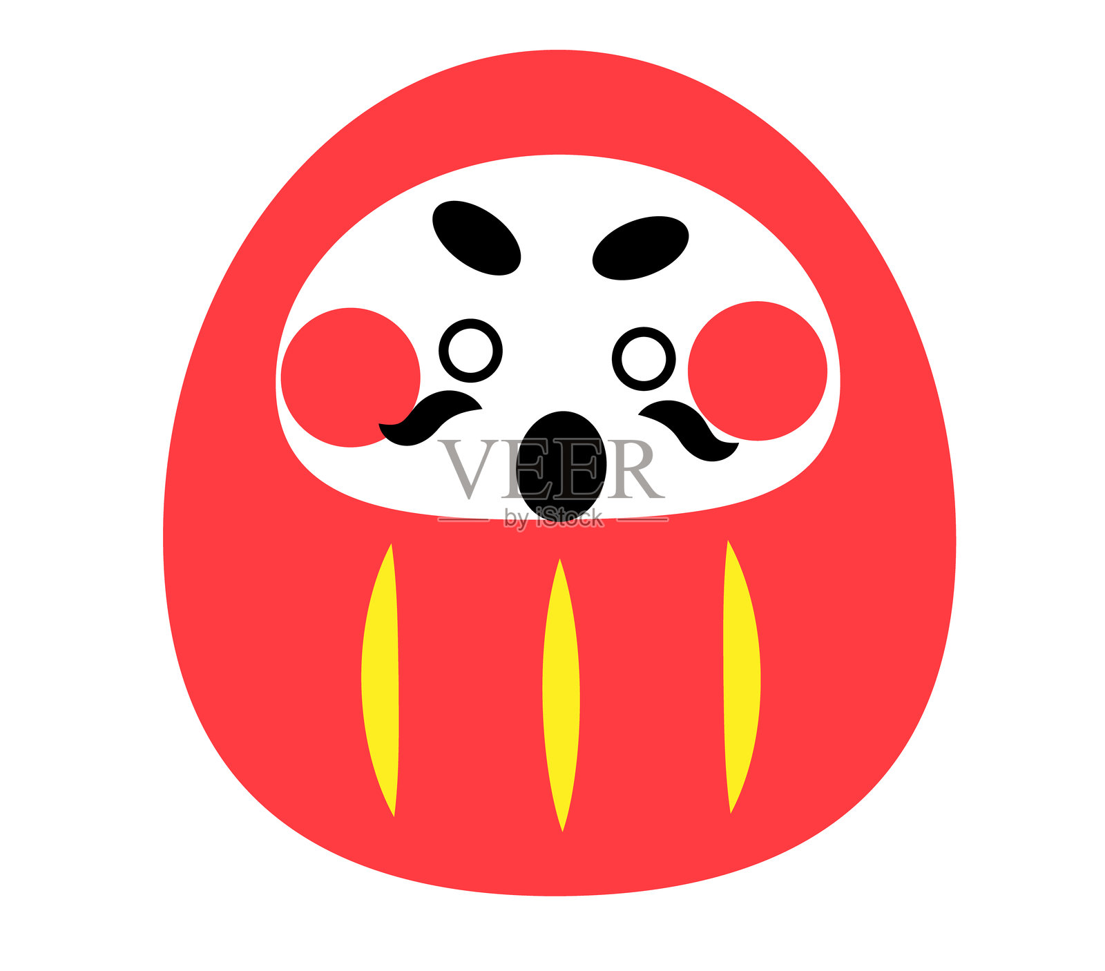 一个可爱的达摩娃娃，表情惊讶的插画插画图片素材