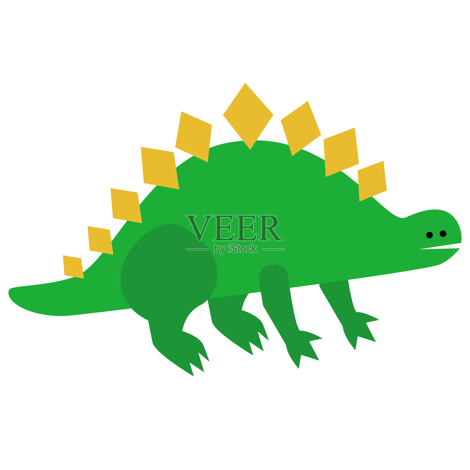 一只可爱恐龙角色的简约插画，背上有尖刺插画图片素材