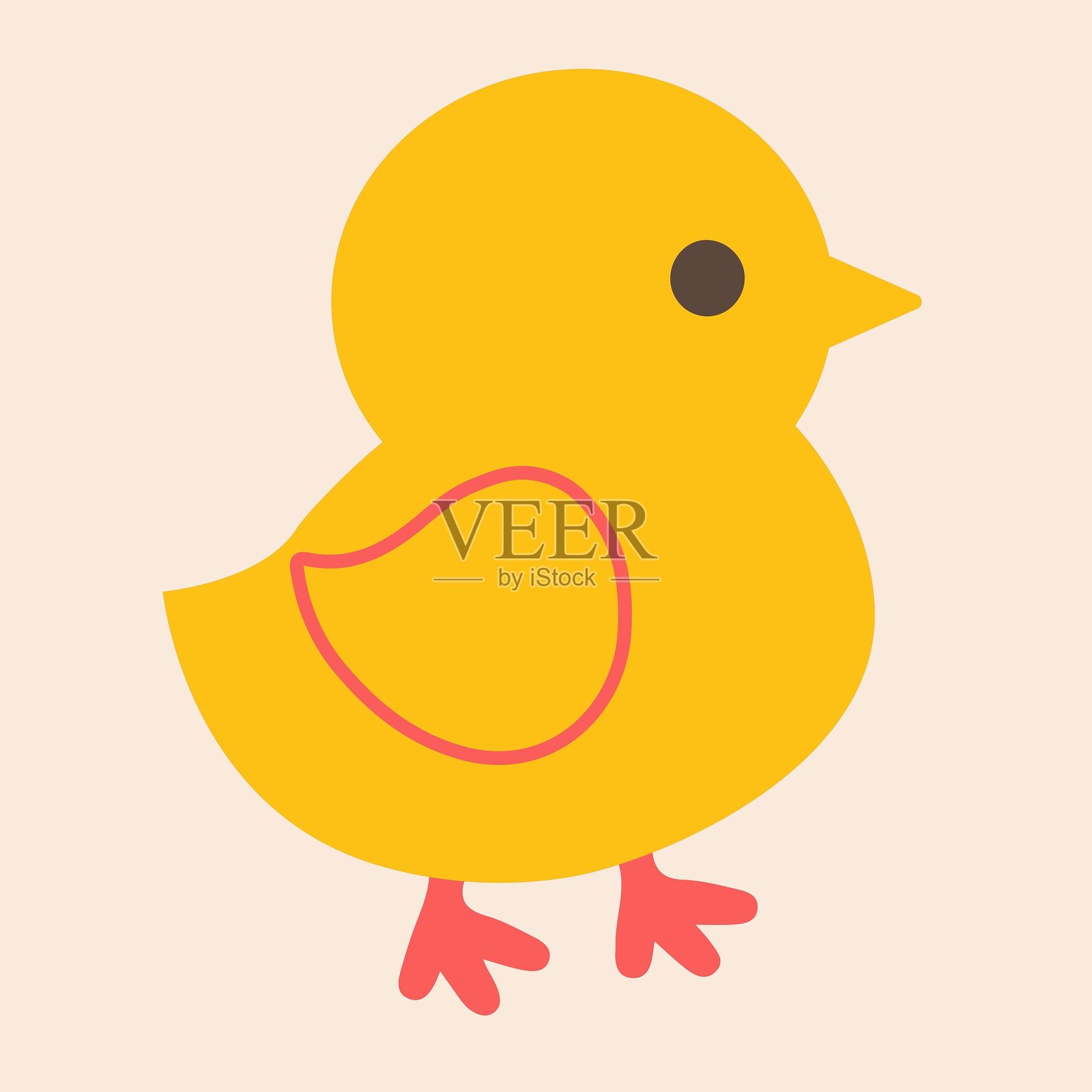 可爱的黄色小鸡扁平化图标，矢量插画，eps10插画图片素材
