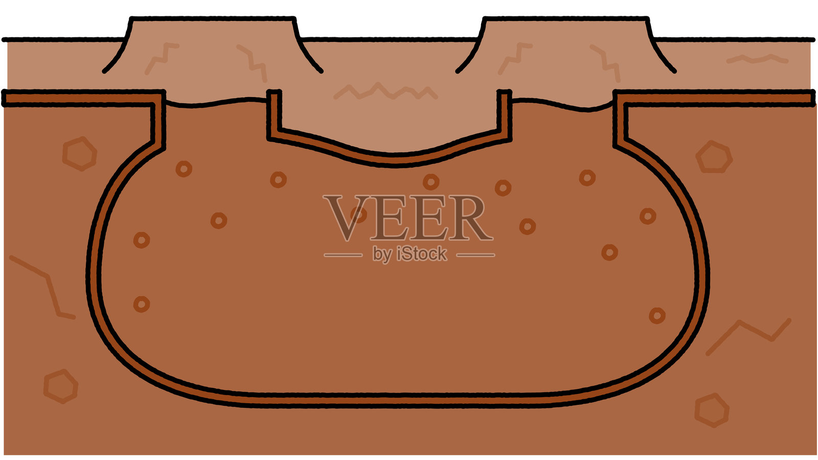 地下洞穴剖面图的简约背景插画插画图片素材