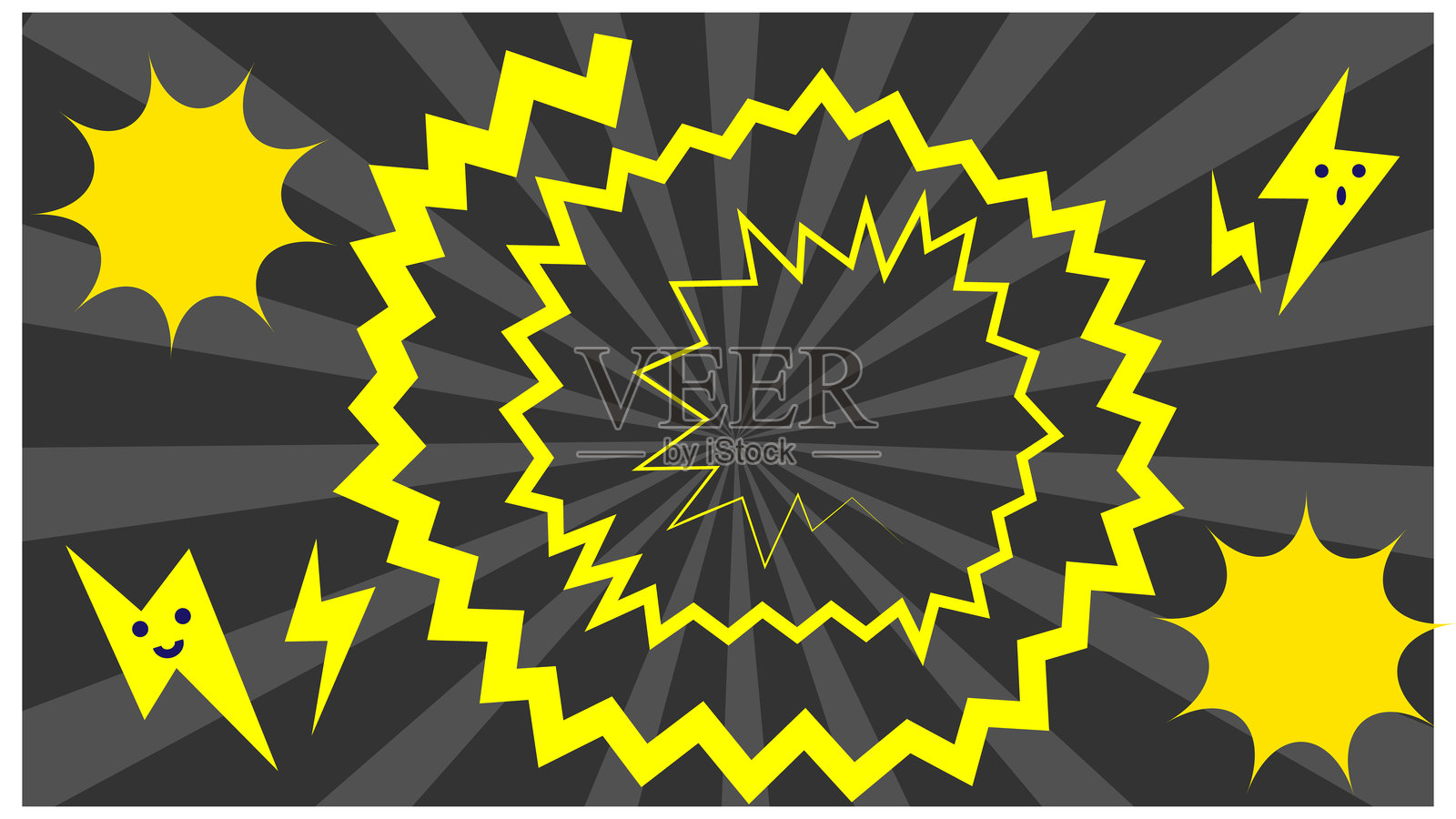 充满活力的闪电和雷鸣流行背景插画插画图片素材
