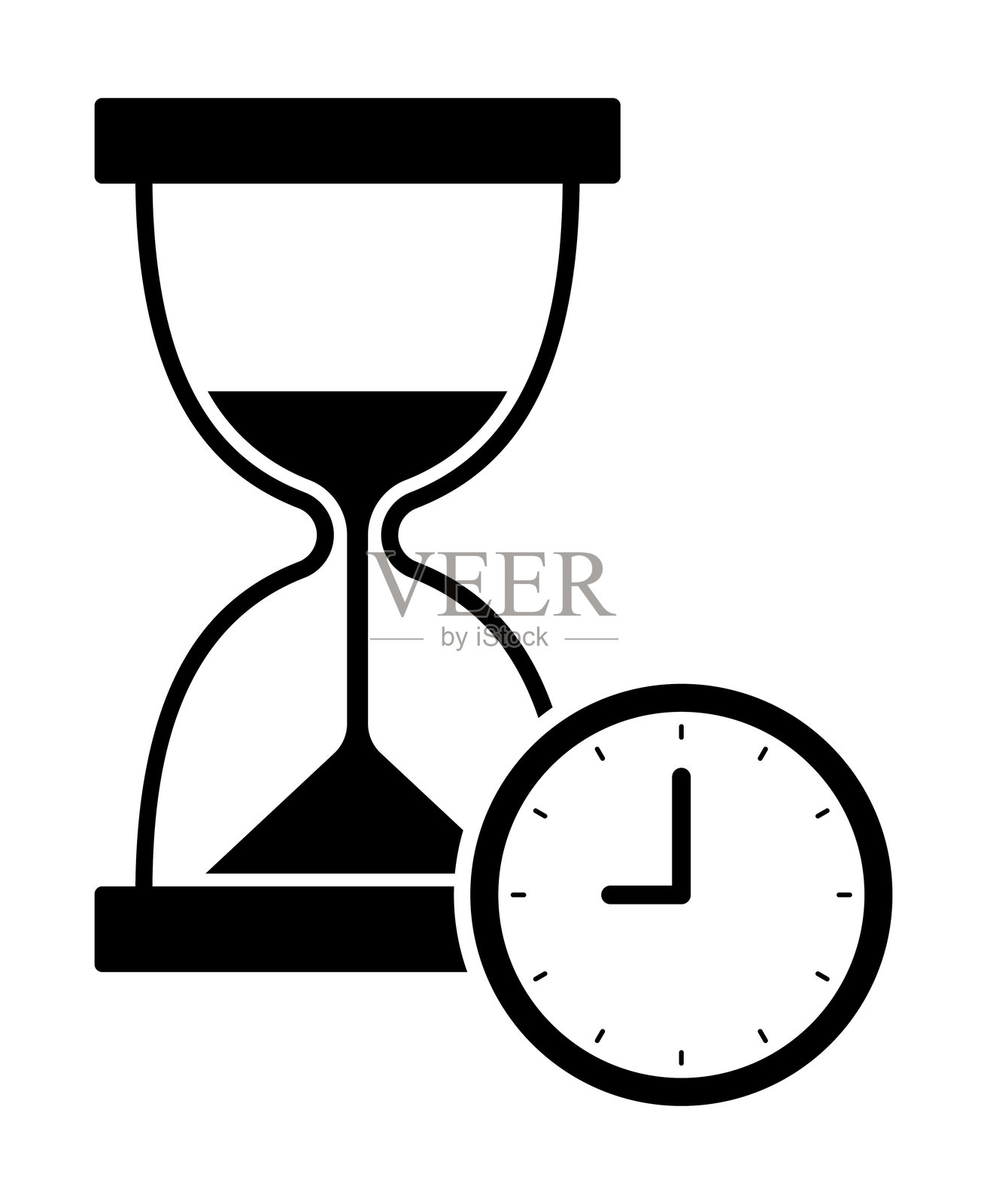 沙漏和时钟孤立矢量图标插画图片素材