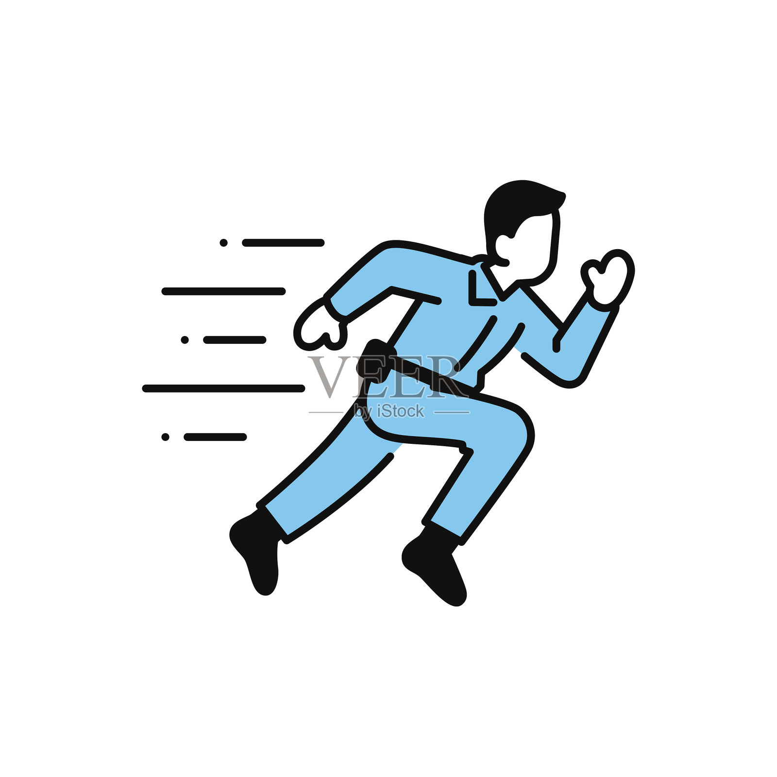 工人匆忙赶路的极简矢量图标插画插画图片素材