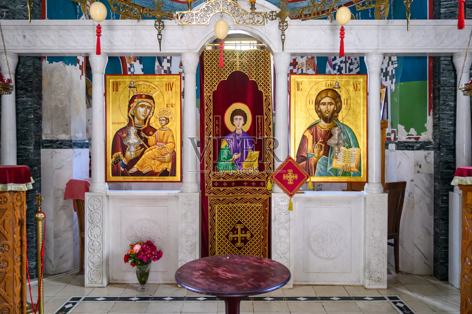 塞尔维亚弗鲁什卡霍拉老霍波沃修道院的内部照片摄影图片