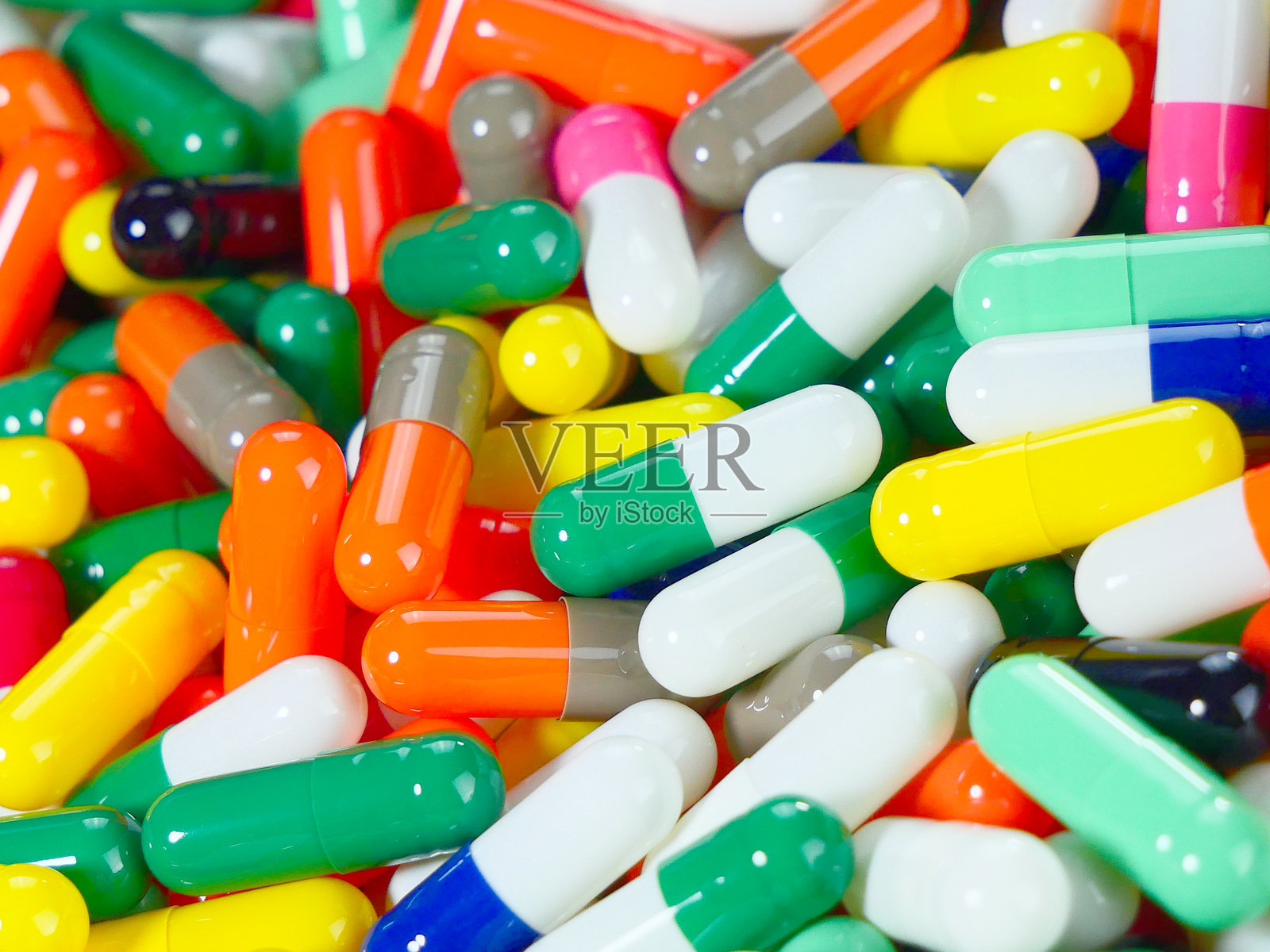 许多五颜六色的药丸。照片摄影图片