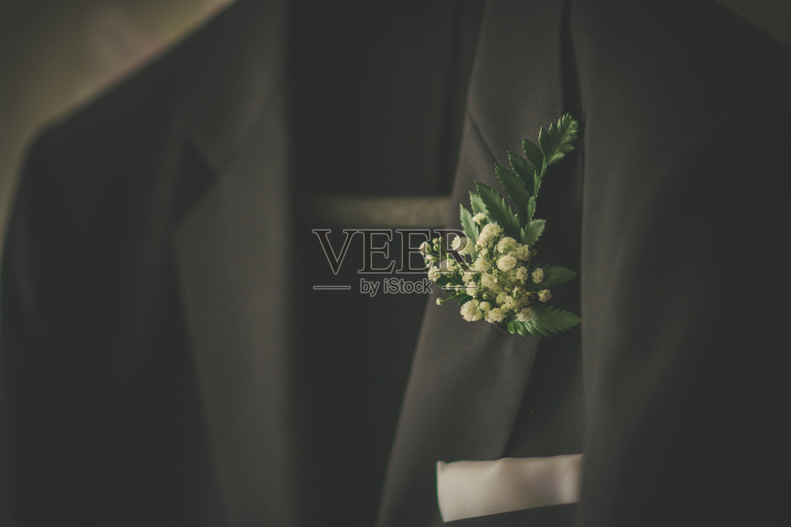 优雅的新郎身着婚纱西装，拍摄婚纱照照片摄影图片