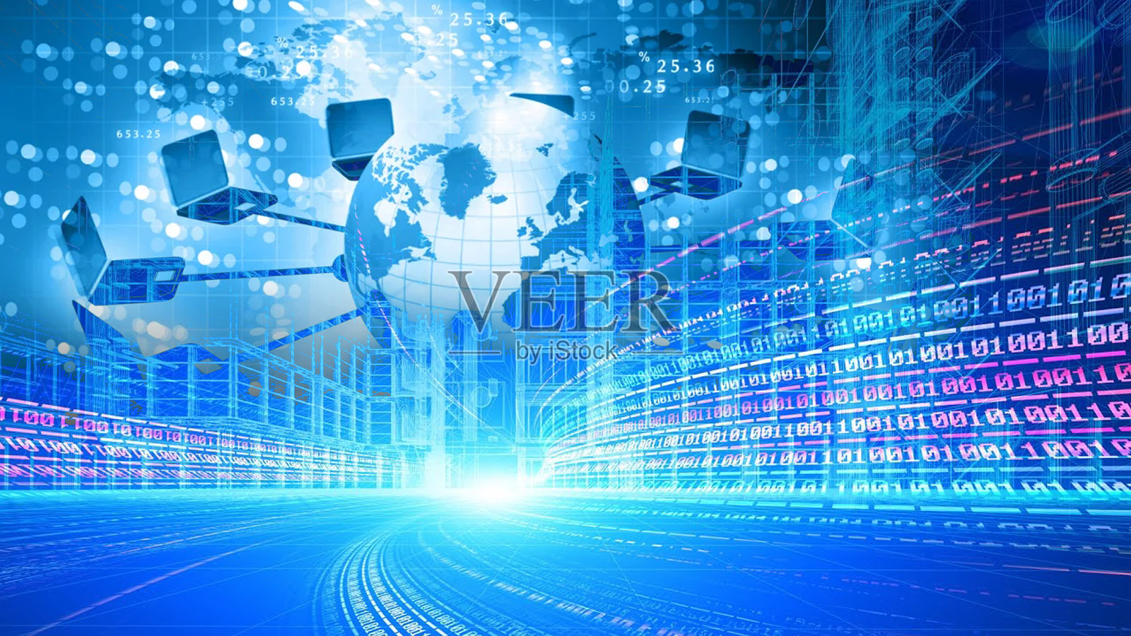 网络速度 - 全球二进制数据背景照片摄影图片