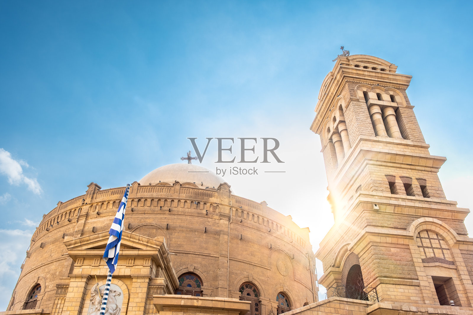 埃及开罗圣乔治教堂外部，科普特开罗，埃及东正教教堂。照片摄影图片