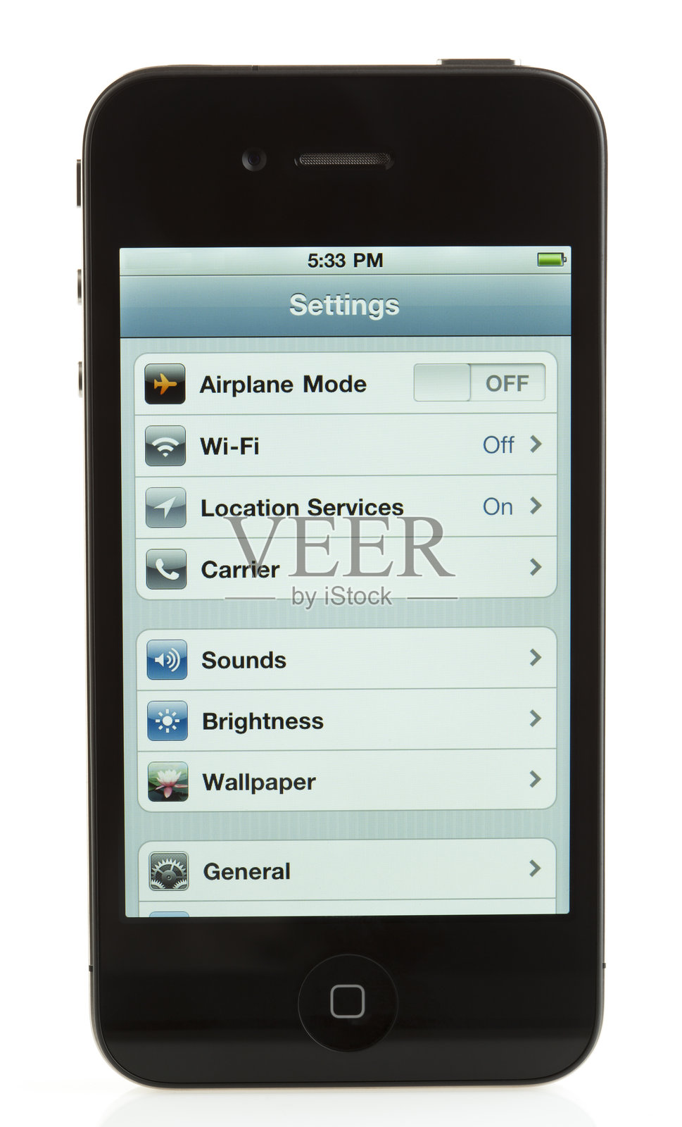 孤立的iPhone 4 - 设置照片摄影图片