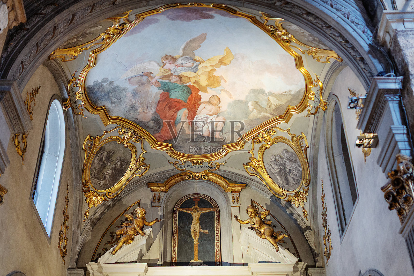 佛罗伦萨圣母玛利亚大教堂神父居所的内部细节照片摄影图片