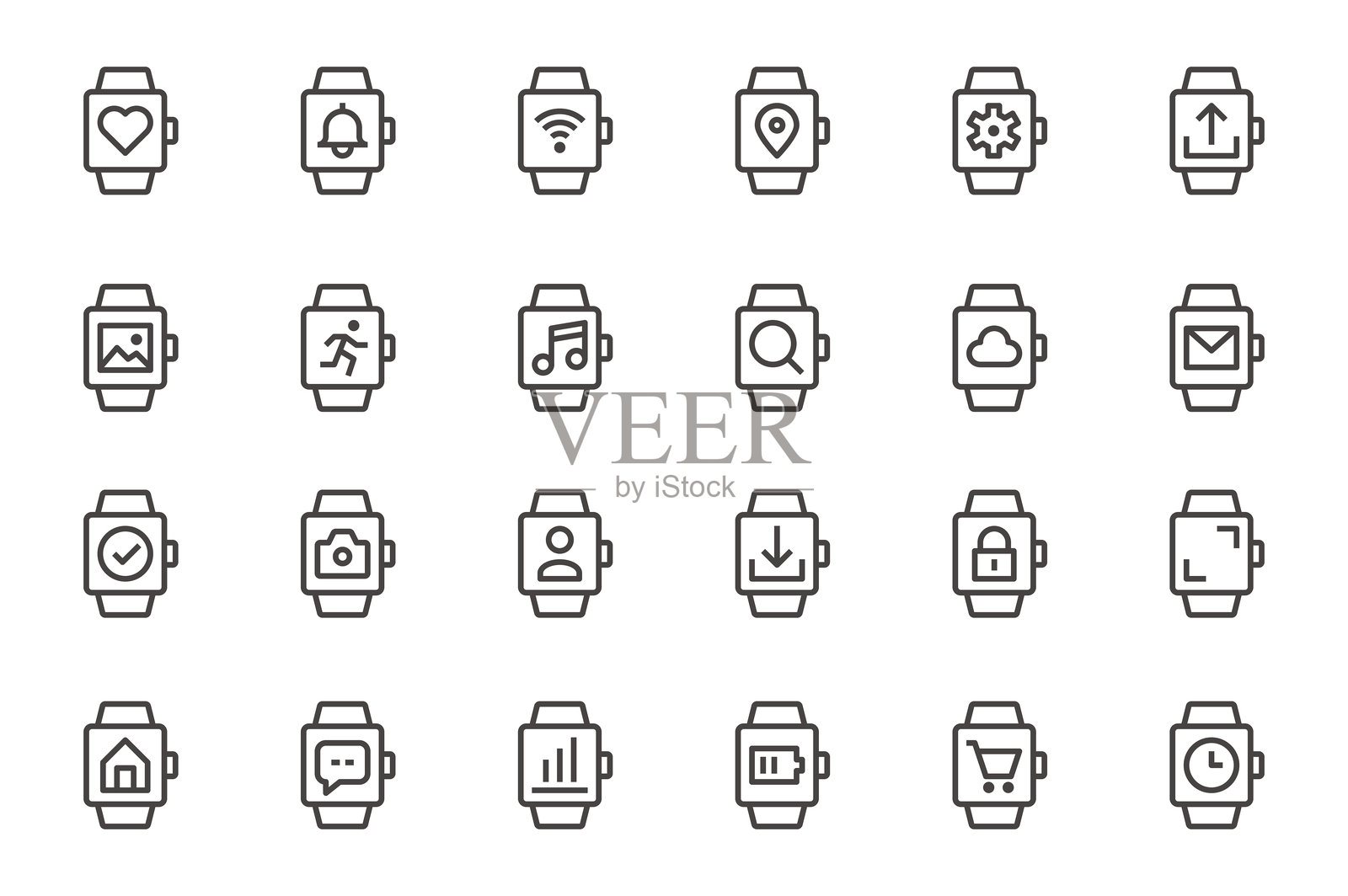 智能手表线条图标插画图片素材