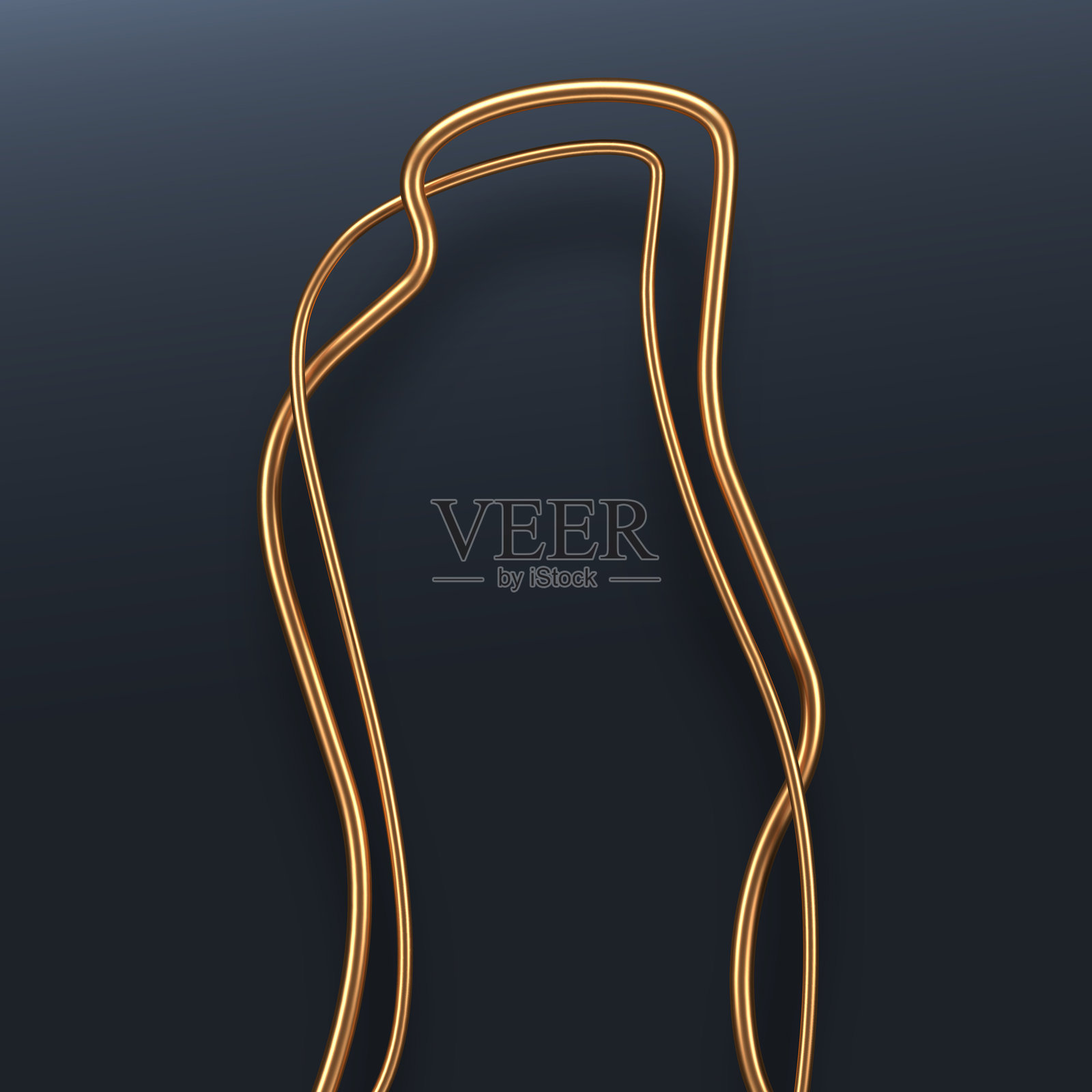 深色背景上的抽象金色流体线条拱门，具有逼真的3D效果。适用于现代设计、品牌或优雅装饰的奢华简约造型。矢量插画。插画图片素材