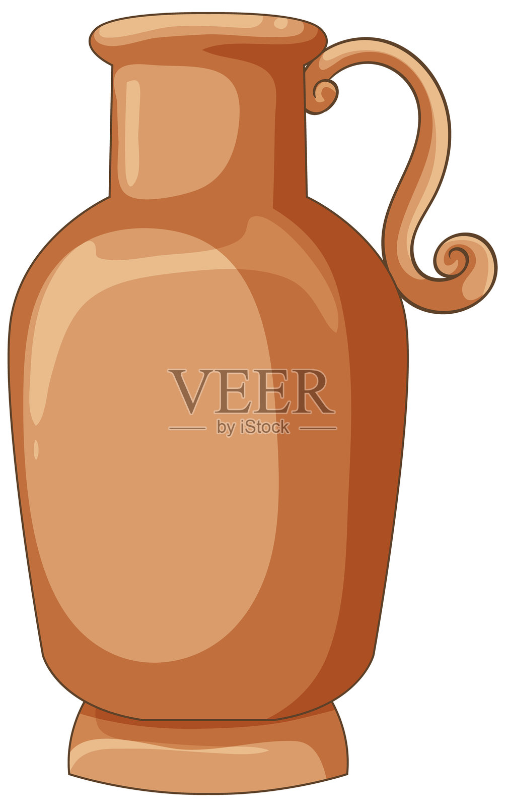 带有弯曲手柄的传统中东陶罐插画图片素材