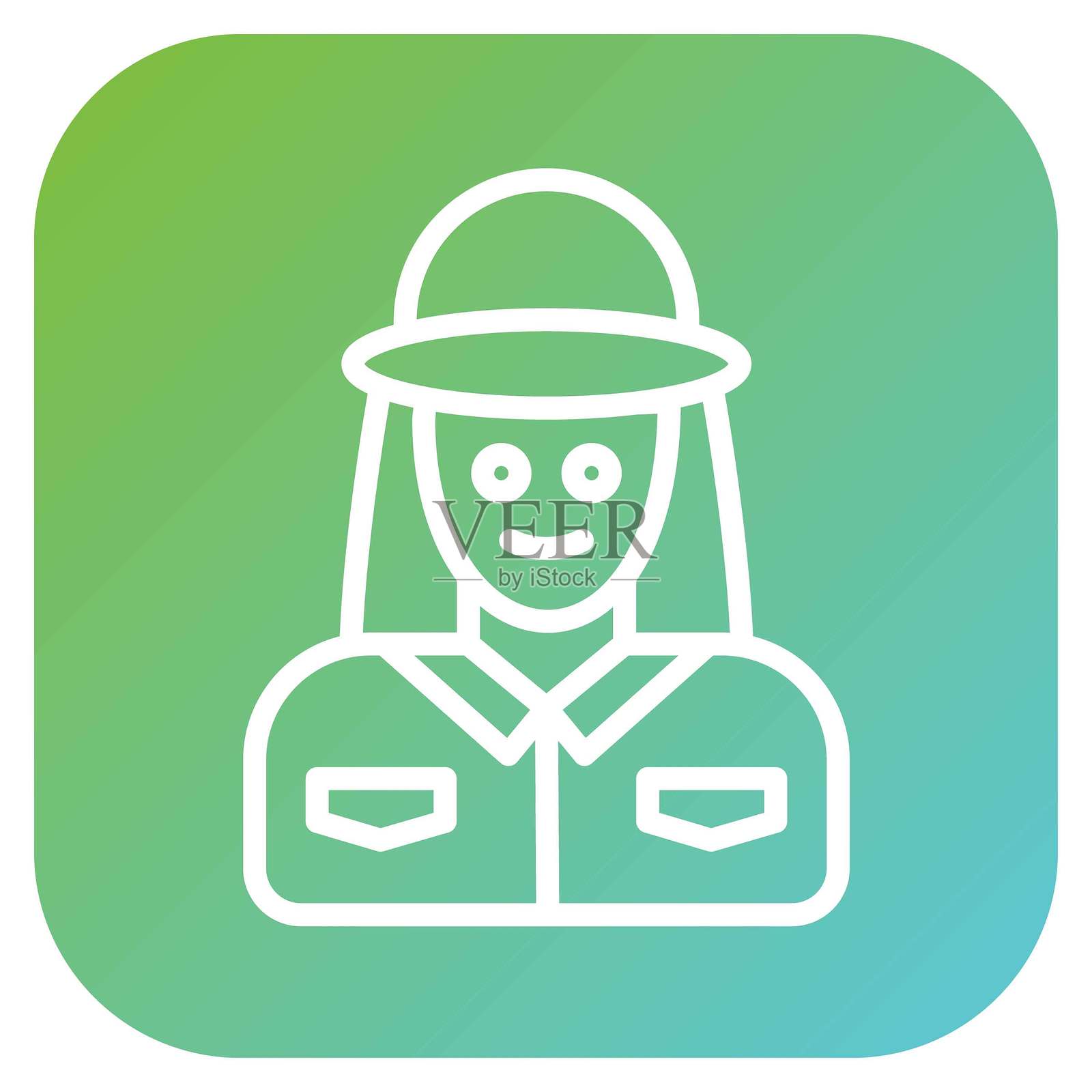 矢量插画风格的女性公园护林员图标插画图片素材