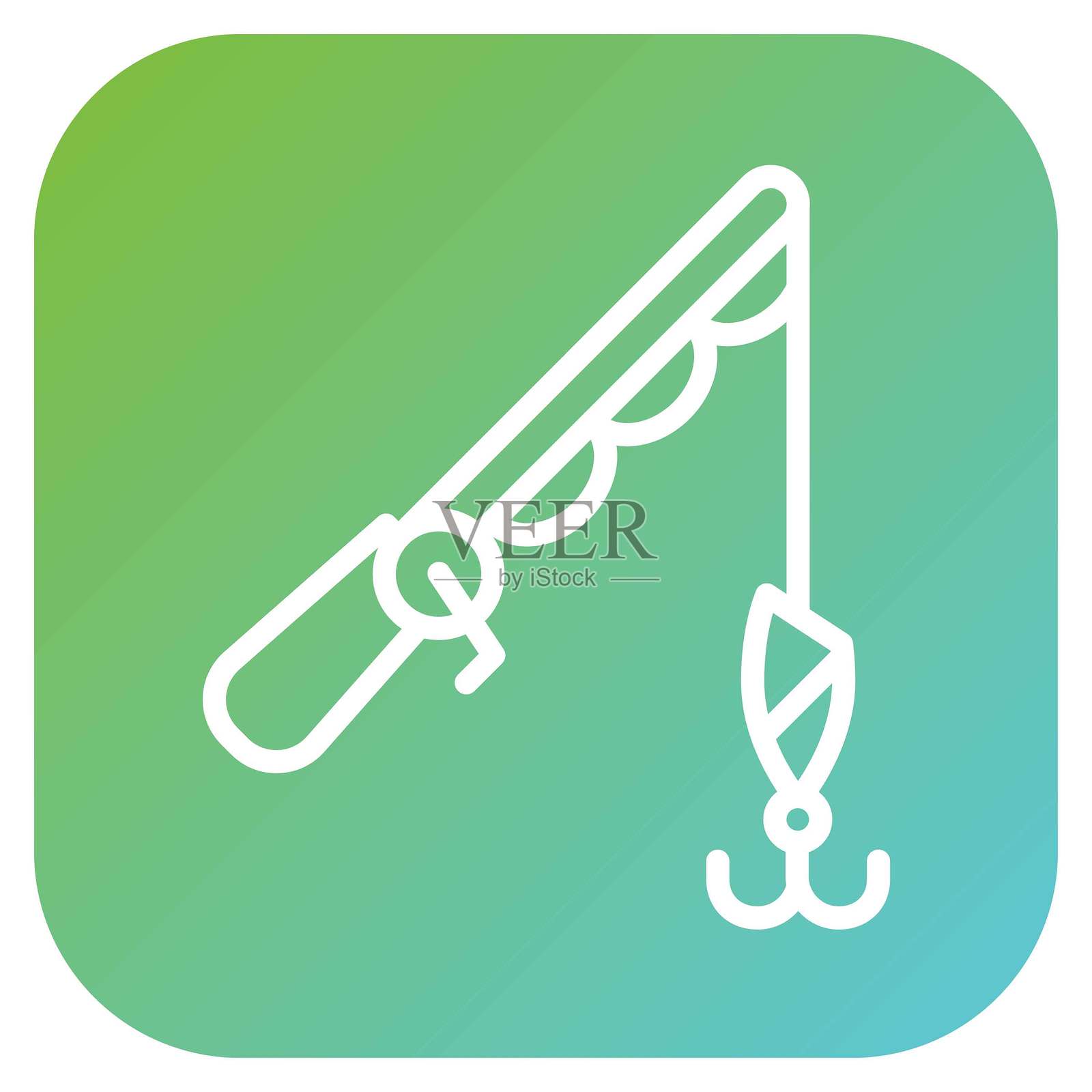 矢量设计的钓鱼竿图标风格插画图片素材