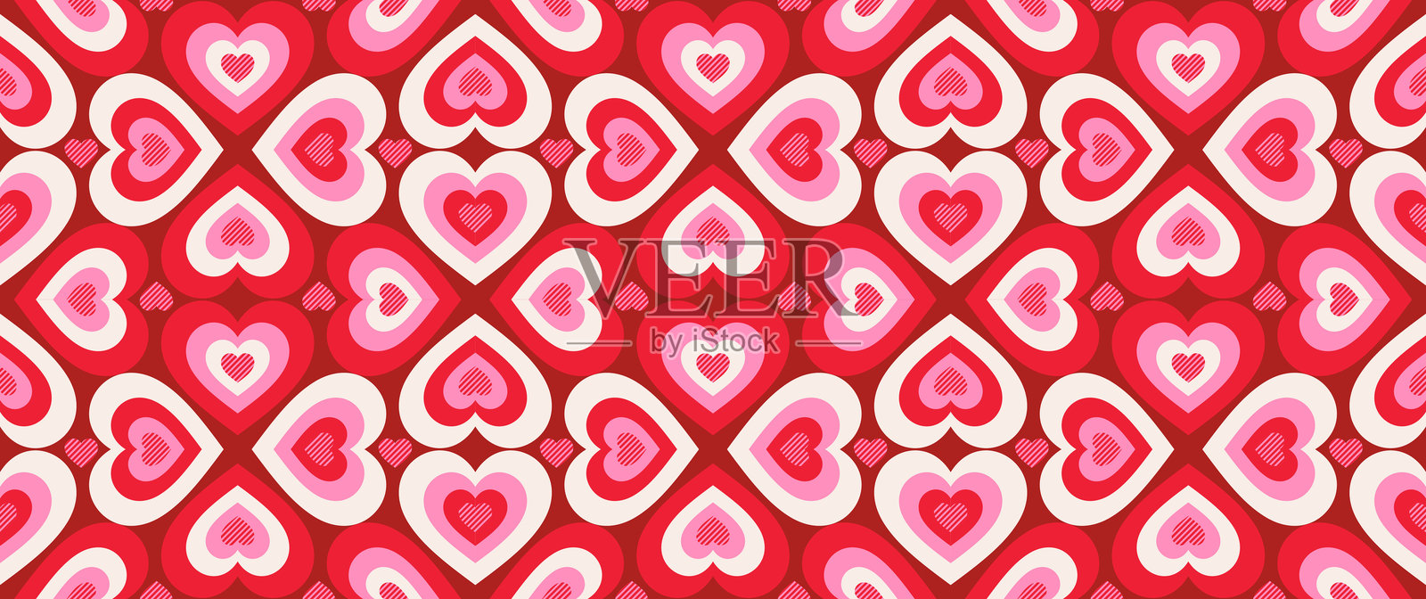 粉色心形无缝图案插画图片素材