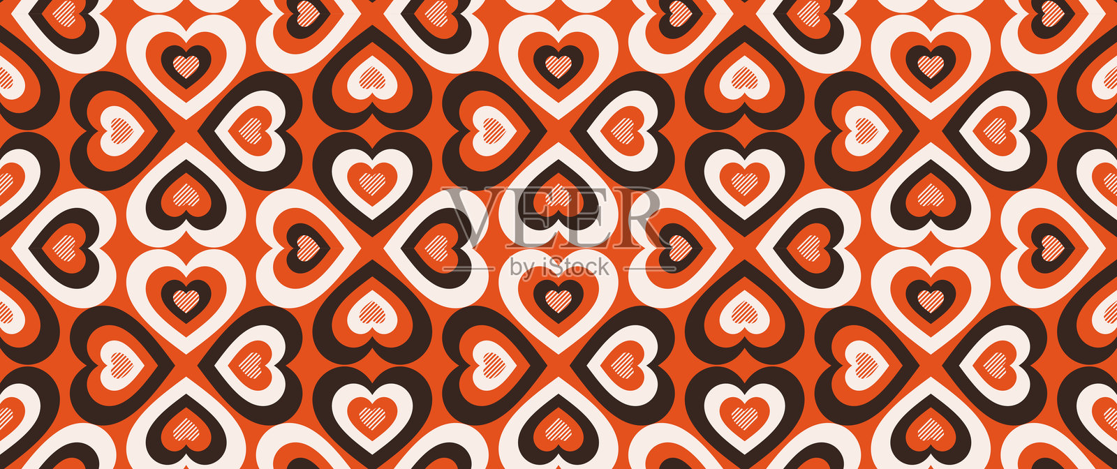 复古红心无缝图案插画图片素材