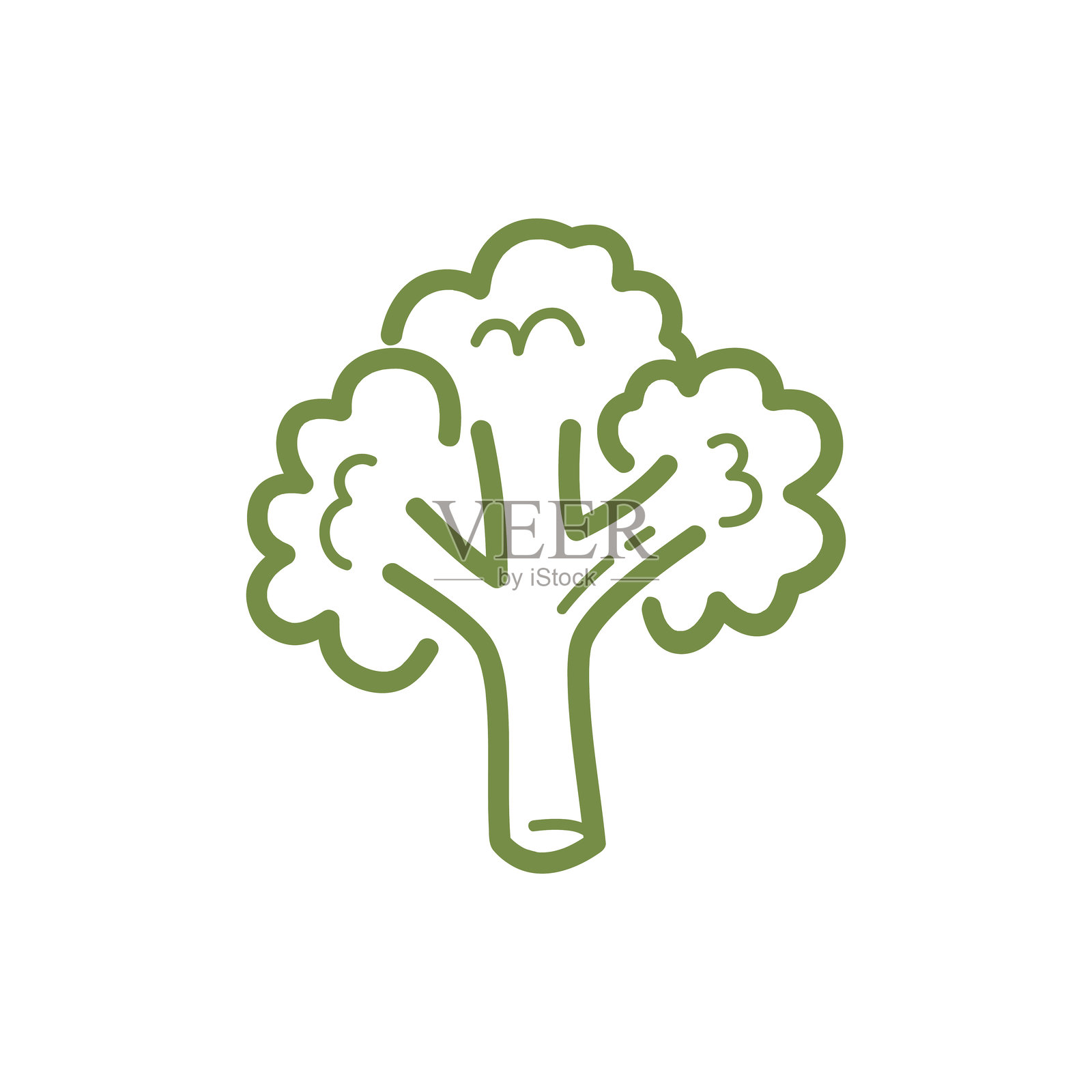 可爱的手绘西兰花，极简涂鸦风格插画图片素材