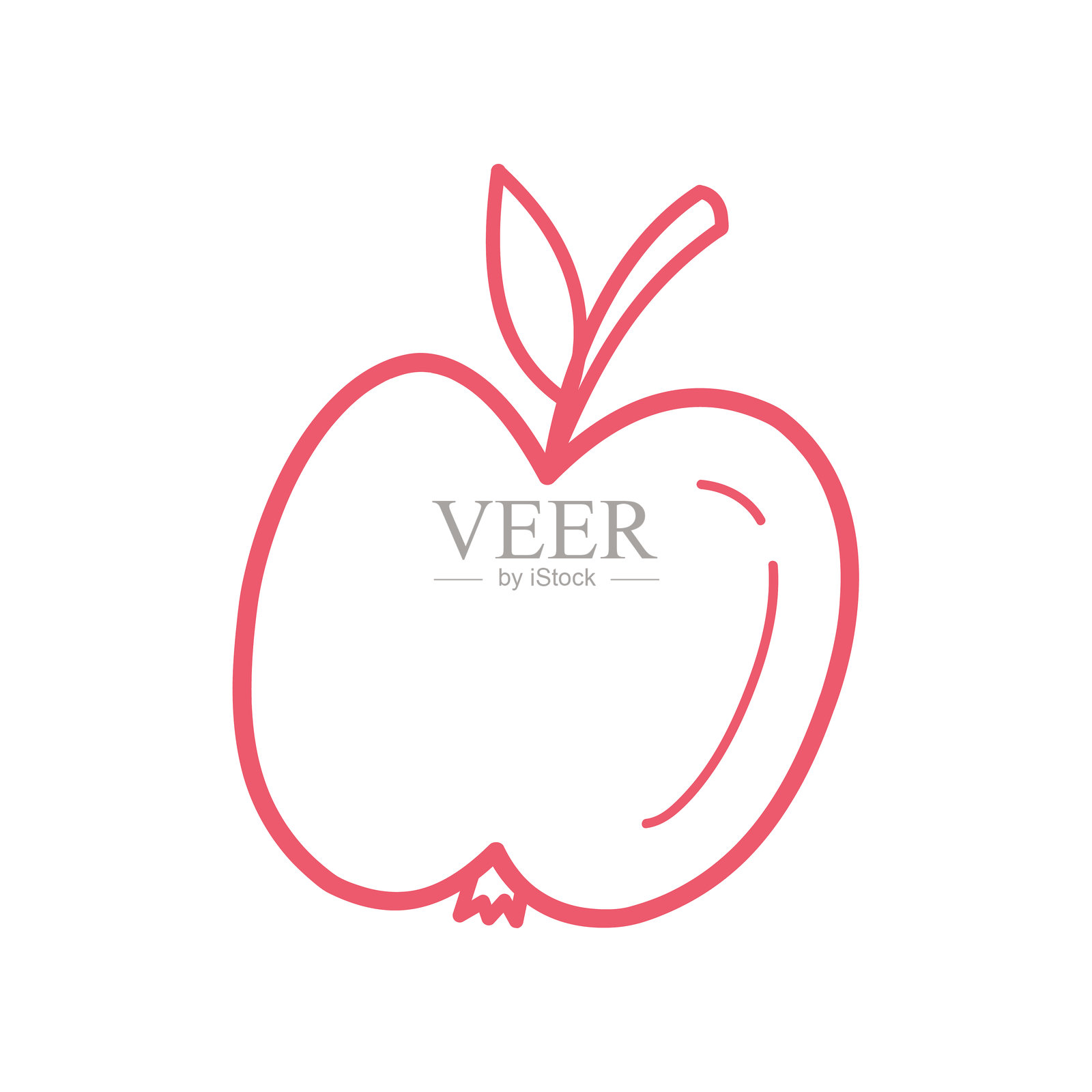 手绘苹果，孤立在白色背景上。插画图片素材