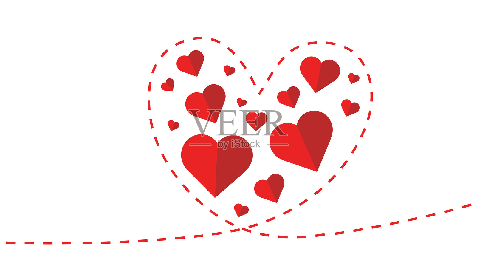 白色背景上的漂浮心形插画图片素材