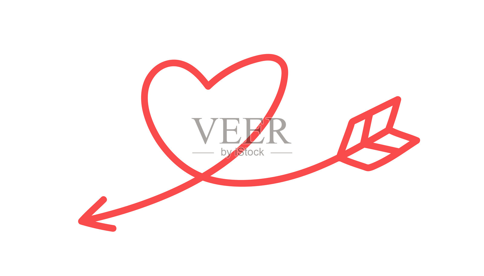 丘比特之箭穿过红心插画图片素材