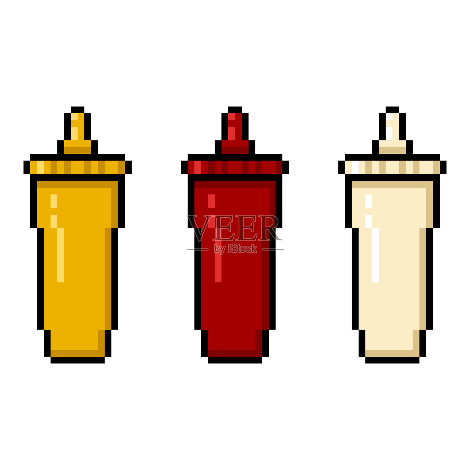 带酱料的彩色挤压瓶矢量图集插画图片素材