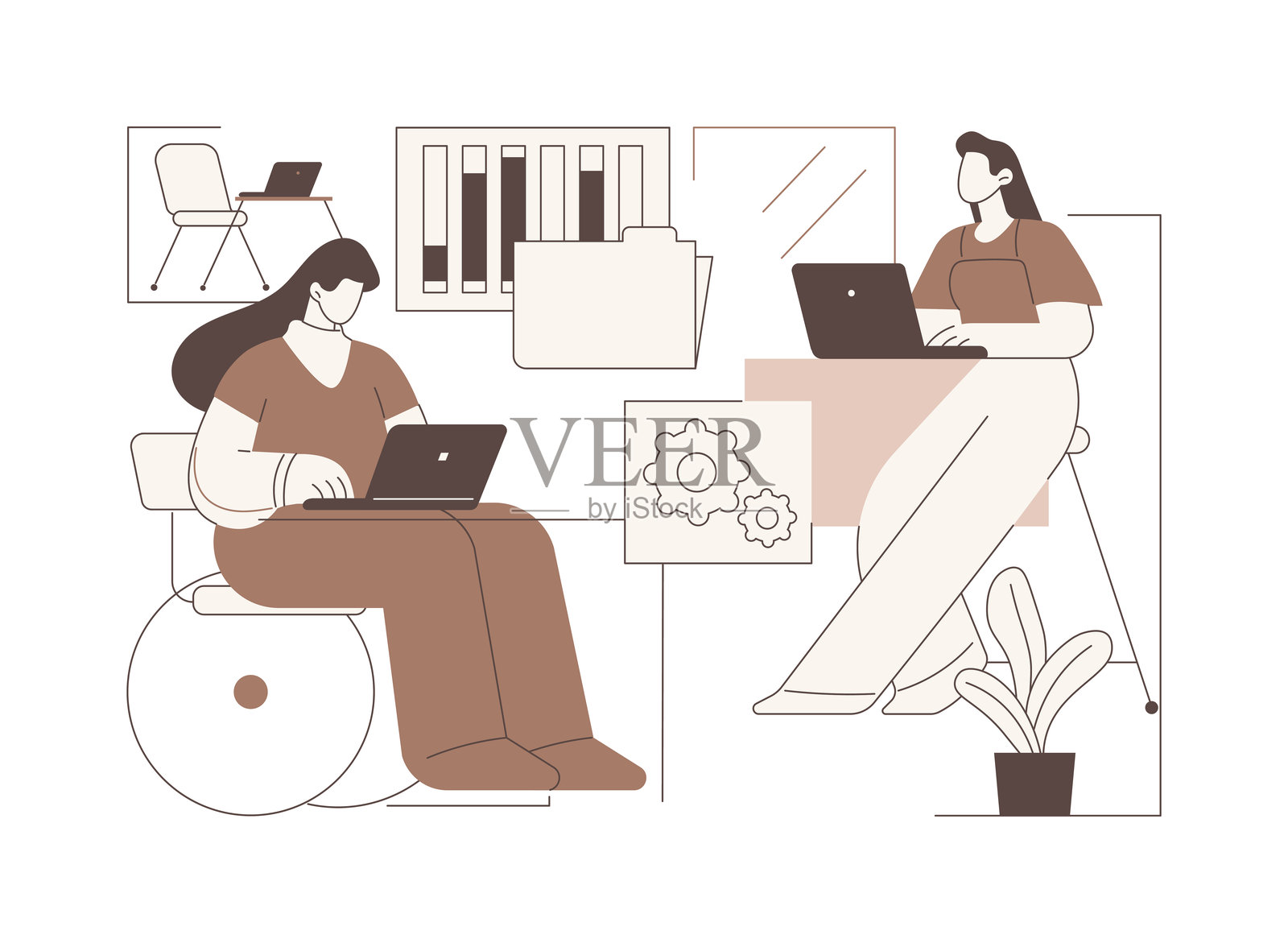 无障碍办公室隔离卡通矢量图。插画图片素材