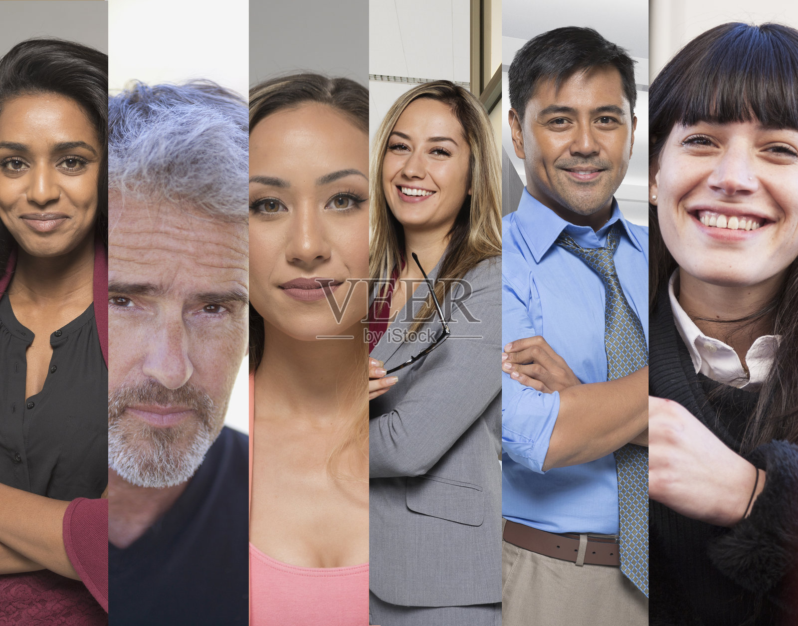 一群不同肤色和背景的人的肖像照片摄影图片