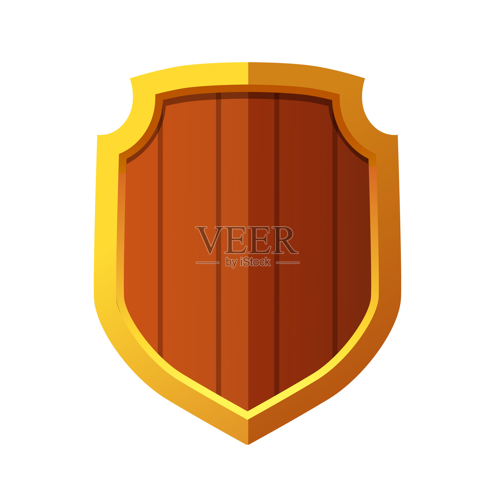 卡通矢量中世纪木盾，用于保护，在白色背景上孤立。插画图片素材