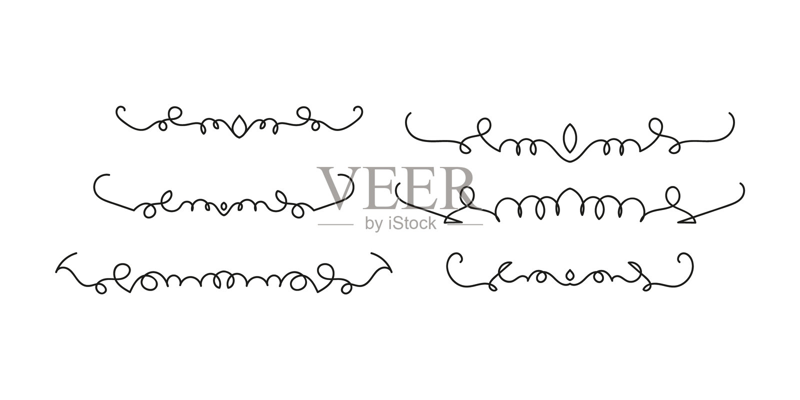 复古装饰线条集合。文本分隔符。线条边框。线条分隔符、边框、各种涂鸦风格线条分隔符和箭头图标集合，用于设计插画图片素材