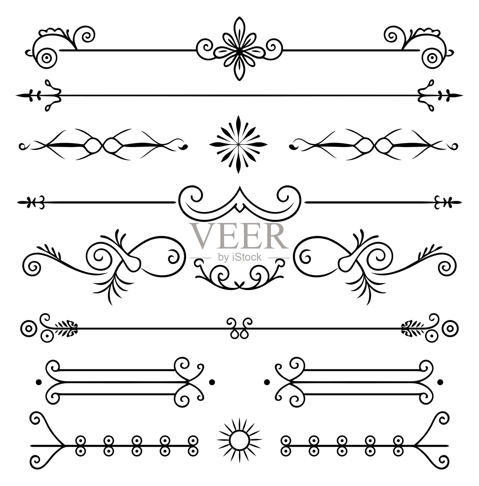 装饰线条分隔线和元素矢量集插画图片素材