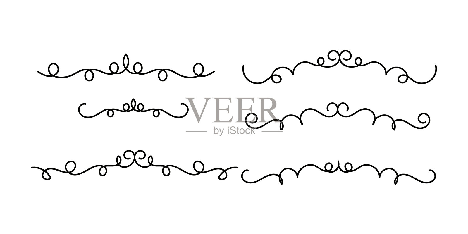 一套复古装饰线条。文本分隔符。线条边框。线条分隔符，边框，各种涂鸦风格线条分隔符和箭头图标的集合，用于设计插画图片素材