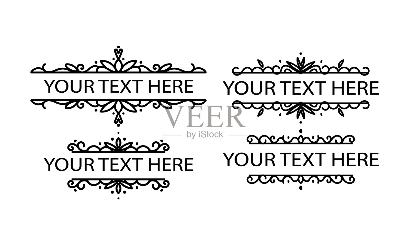 复古装饰线条、文本分隔线、线条边框、分隔线、各种涂鸦风格线条分隔符和箭头图标设计套装插画图片素材