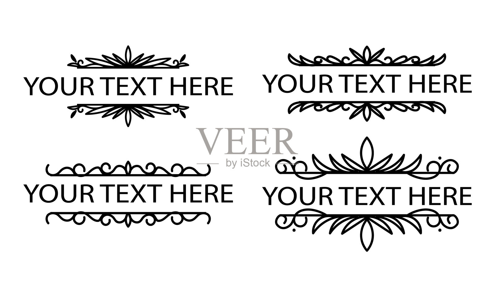 复古装饰线条集合。文本分隔线。线条边框。线条分隔符、边框、各种涂鸦风格线条分隔符和箭头图标的设计集合插画图片素材