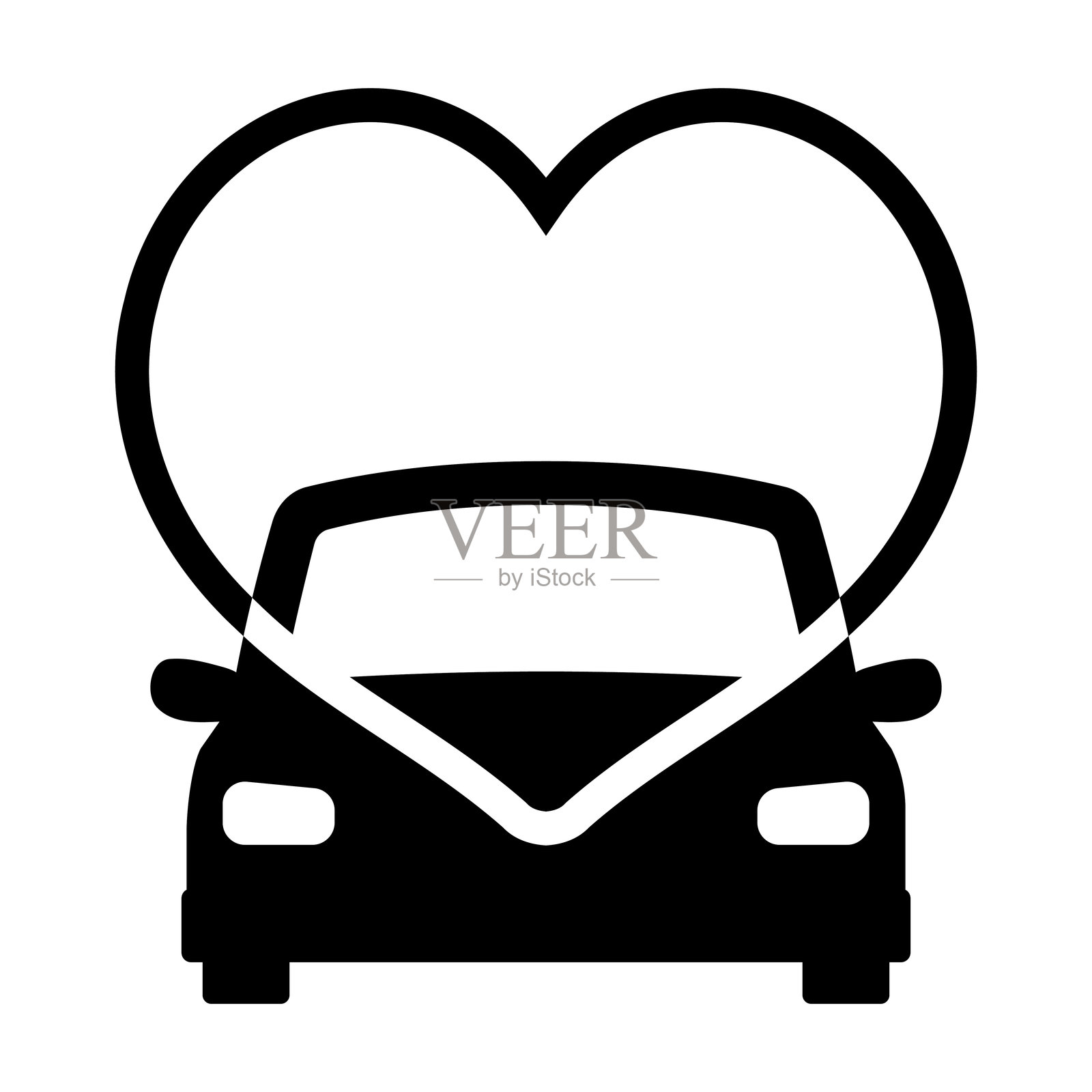 汽车与心形戒指图标插画图片素材