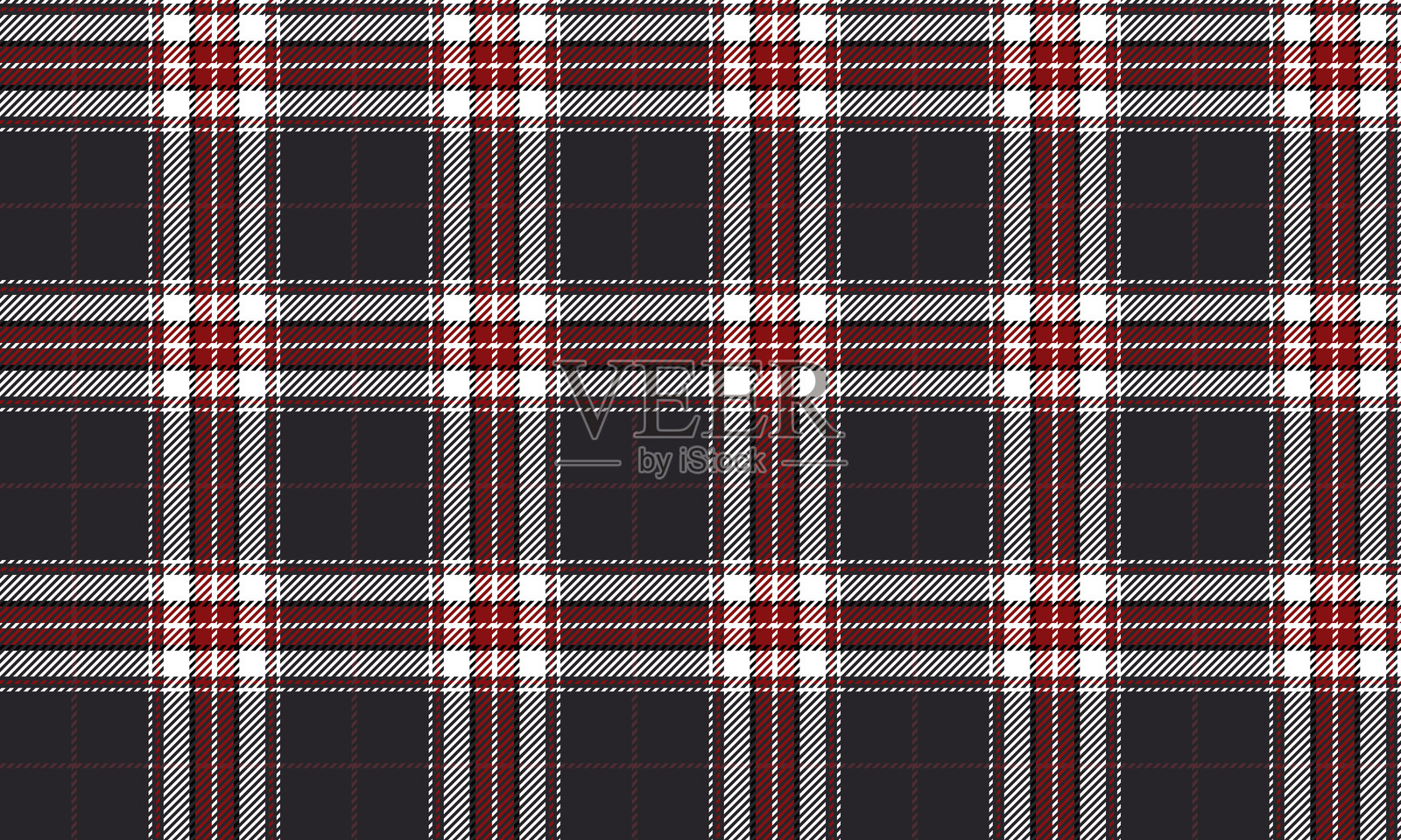 深紫色、红色和白色的无缝格纹面料非常适合服装、裙子和裤子的时尚设计，为任何系列增添独特而现代的风格。插画图片素材